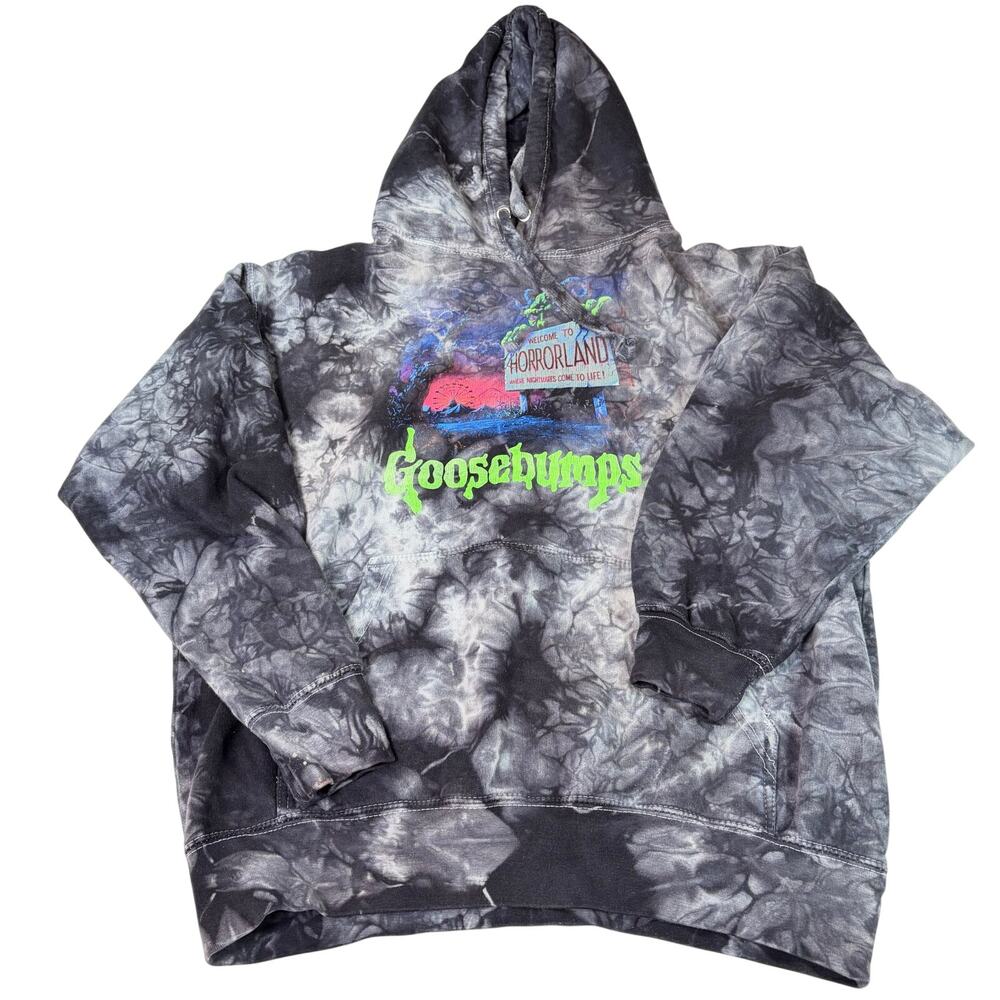 Urban Outfitters Goosebumps gray bleach dye hoodie. Sz M. Retro, horror, fiction